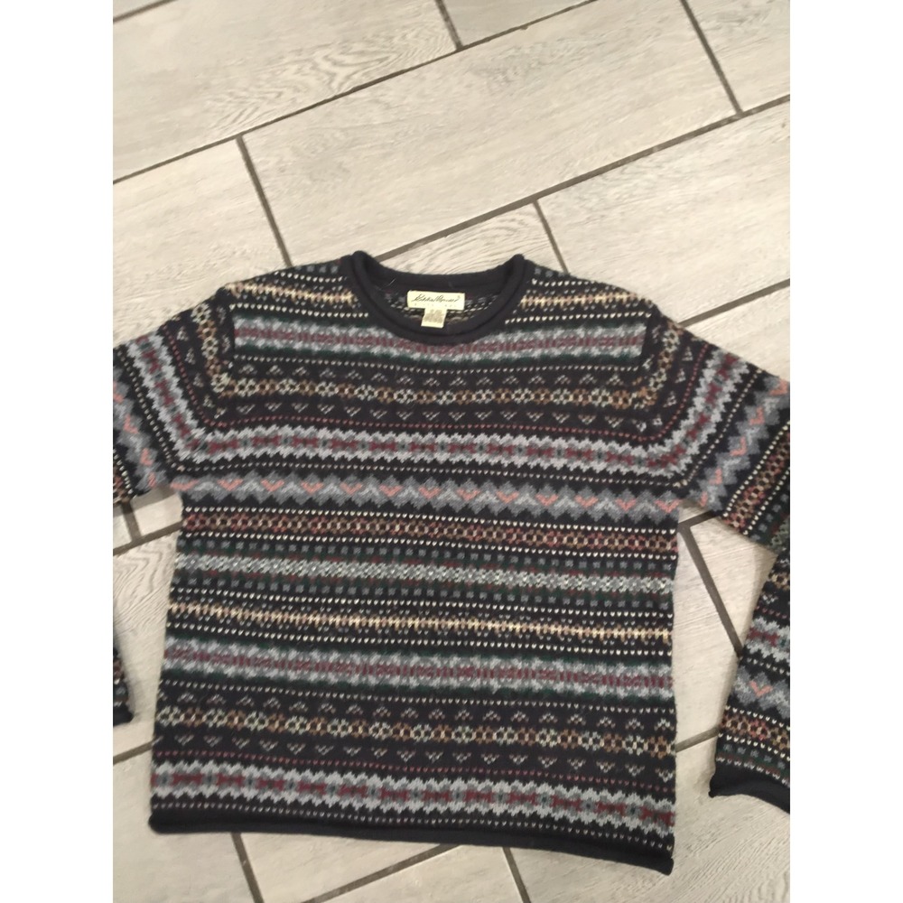 Eddie Bauer Vintage 100% Wool Fair Isle Sweater Womens XS  Multi Knit Pullover - Picture 2 of 6